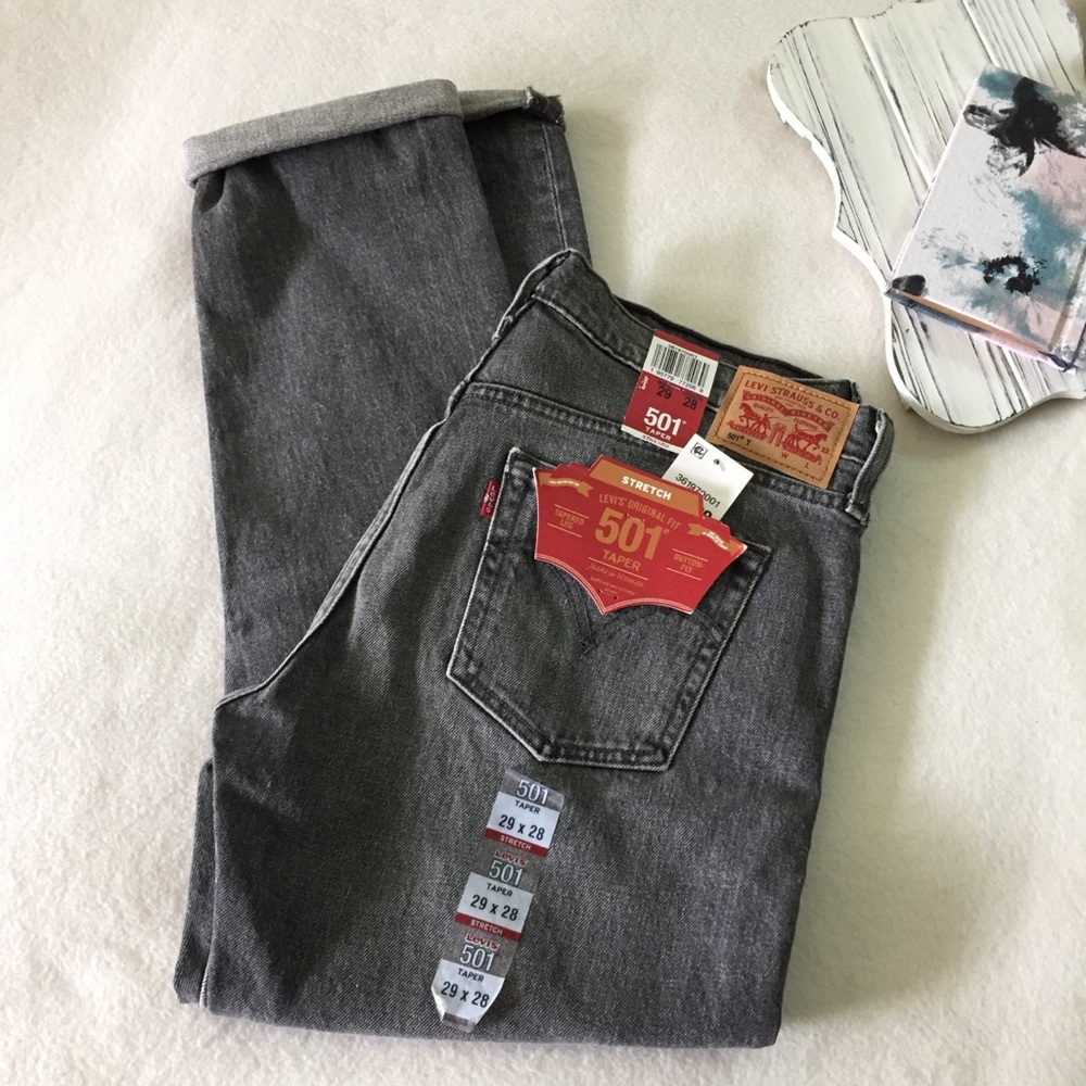 Levi's 501 Tapered leg Stretch Grey Jeans Sz29 - Picture 7 of 8